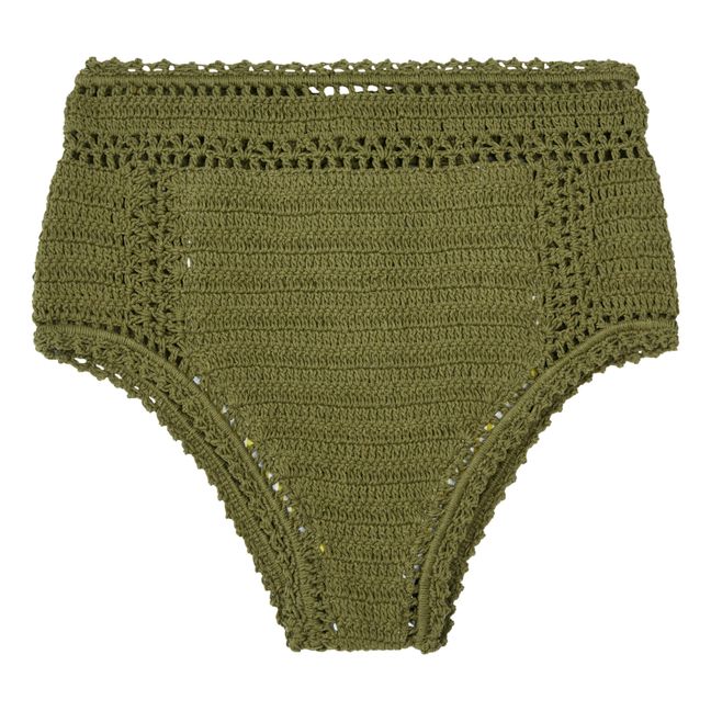 Bas de Maillot Taille Haute Essential Crochet | Vert