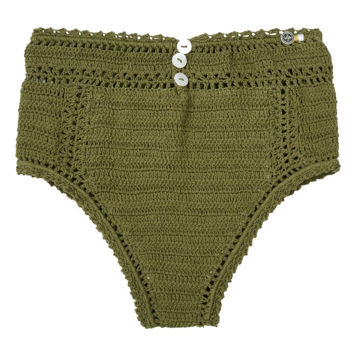 Parte inferior de bikini de ganchillo con cintura alta Essential | Verde- Imagen del producto n°3