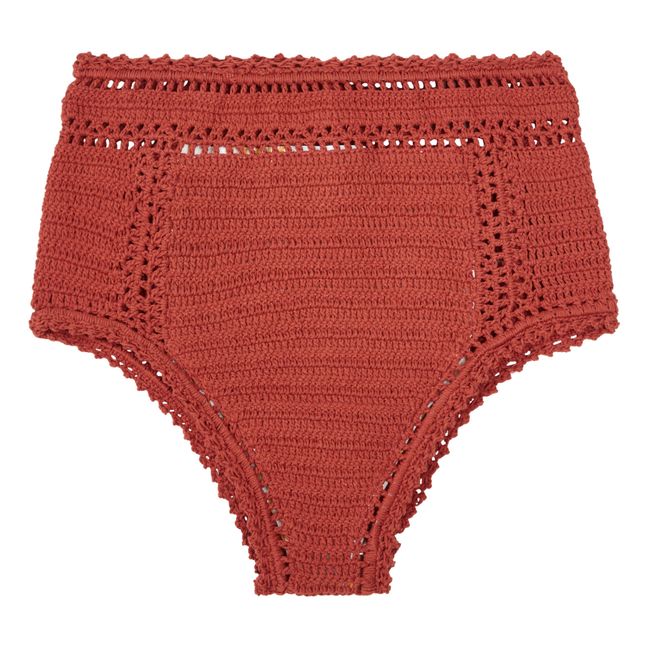 Bas de Maillot Taille Haute Essential Crochet | Terracotta