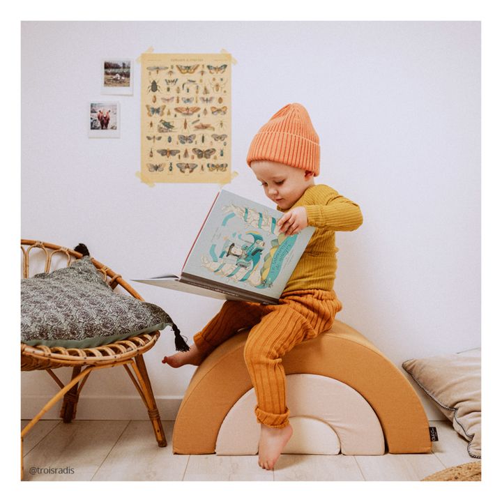 COSTWAY 3PCS Parcours Motricité Bébé Arc-en-Ciel Gris - Module Montessori Avec Housse Faux Suède