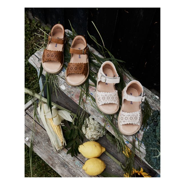 Sandalias con velcro Scallop Flower | Crema