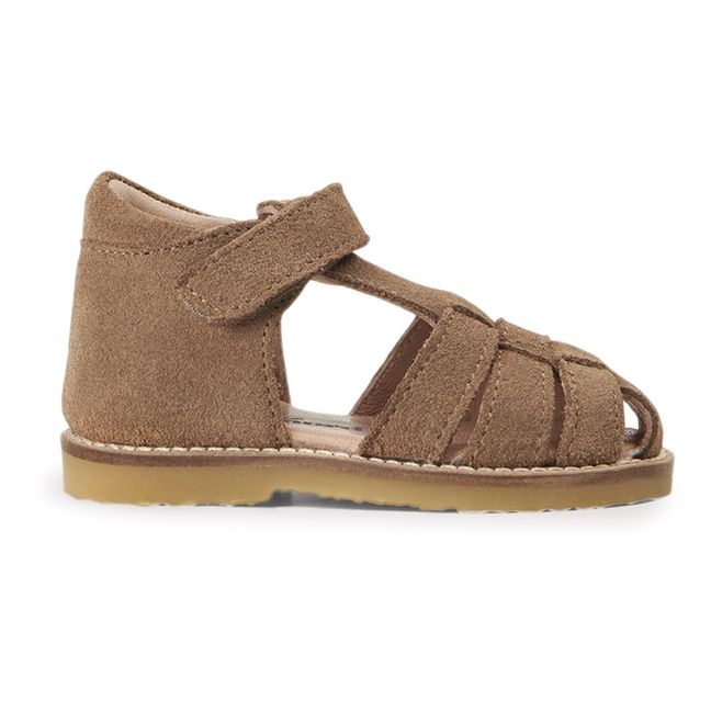 Classic Suede Velcro Sandals | Brown
