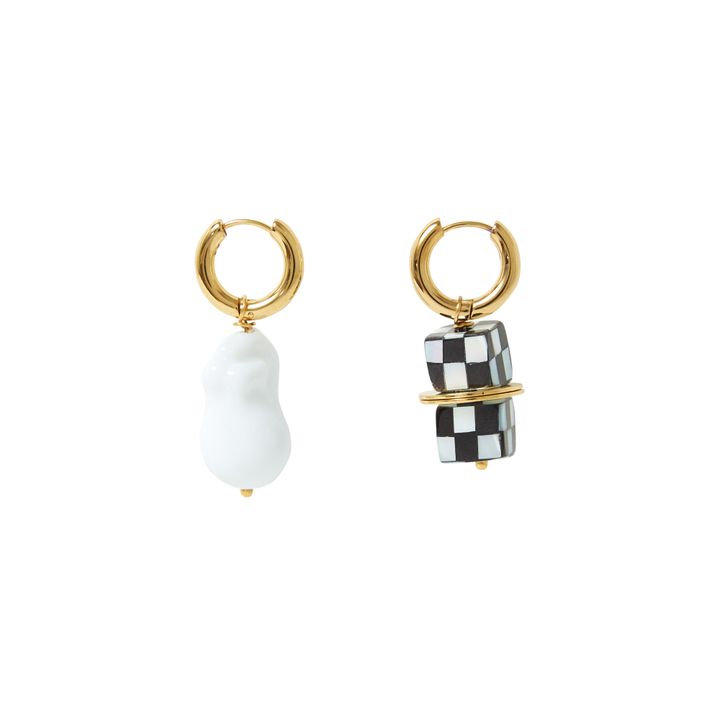 Dice and Baroque Pearl Earrings | Blanco- Imagen del producto n°0