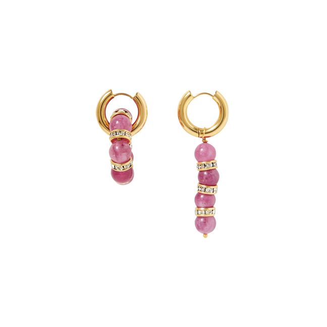 Pearl and Diamanté Earrings | Pink