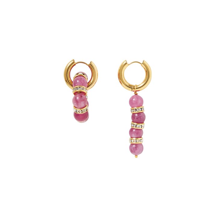 Pearl and Diamanté Earrings | Pink- Product image n°0