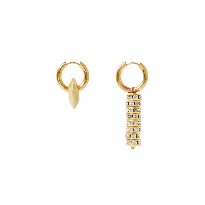 Donut and Diamanté Earrings | Gold- Product image n°0