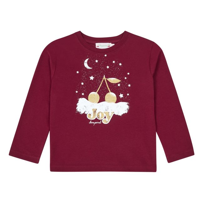 T-Shirt Kirschen Theia - Weihnachtskollektion  | Burgunderrot