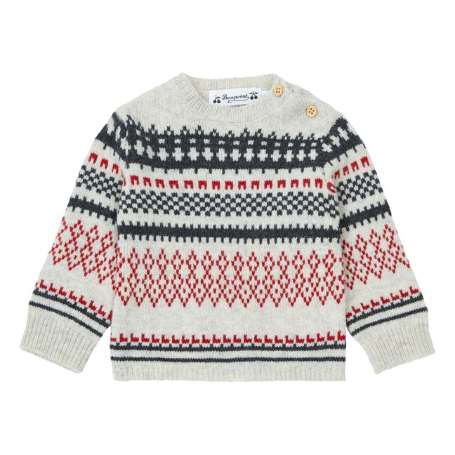 Pullover aus Jacquard-Wolle Berthilie - Weihnachtskollektion | Grau Meliert