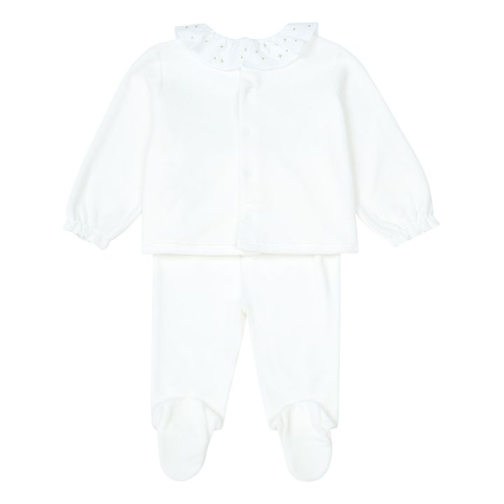 Bendi Velvet Top & Bottom Set - Christmas Collection  | White- Product image n°2