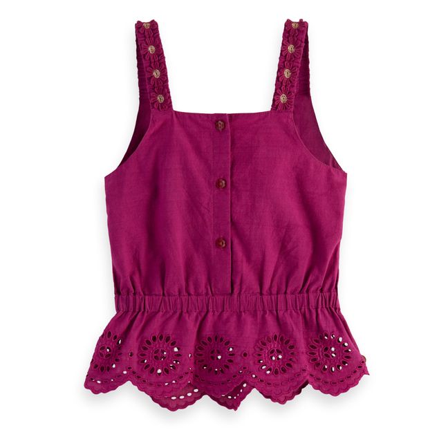 Broderie Anglaise Floral Top | Fuscia