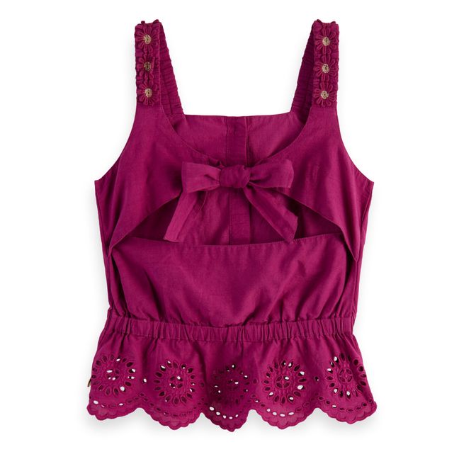 Broderie Anglaise Floral Top | Fuscia