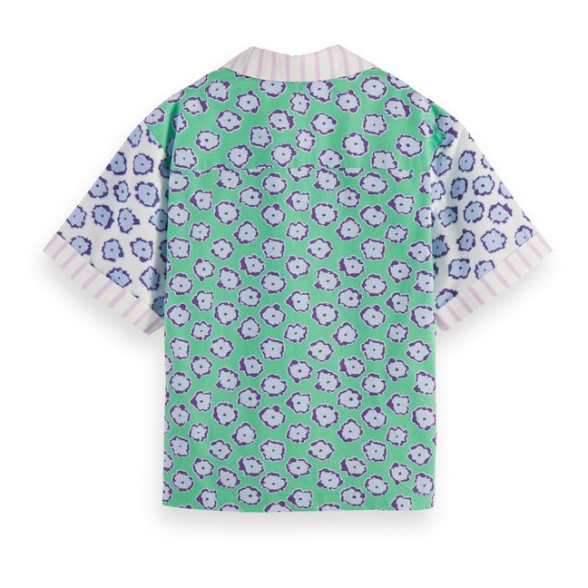 Patchwork Short-Sleeve Shirt | Verde acqua
