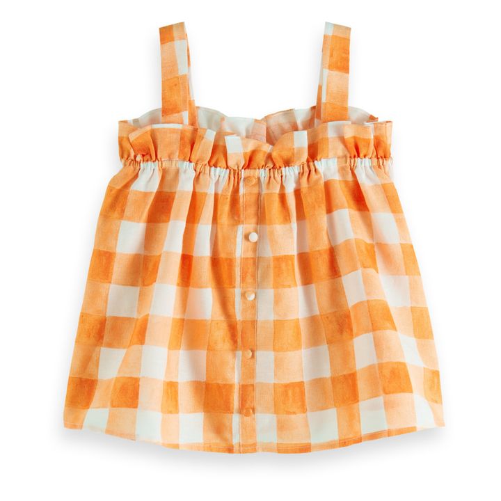 Checked Linen Top | Orange- Product image n°0