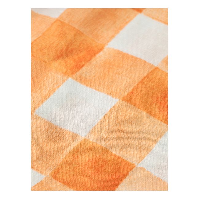 Top de lino a cuadros | Naranja