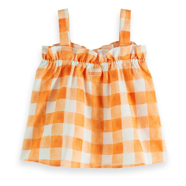 Checked Linen Top | Arancione
