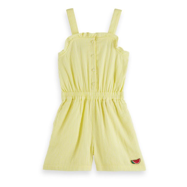 Crinkled Cotton Playsuit | Lemon yellow