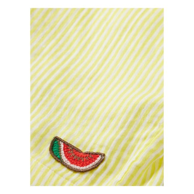 Crinkled Cotton Playsuit | Giallo limone