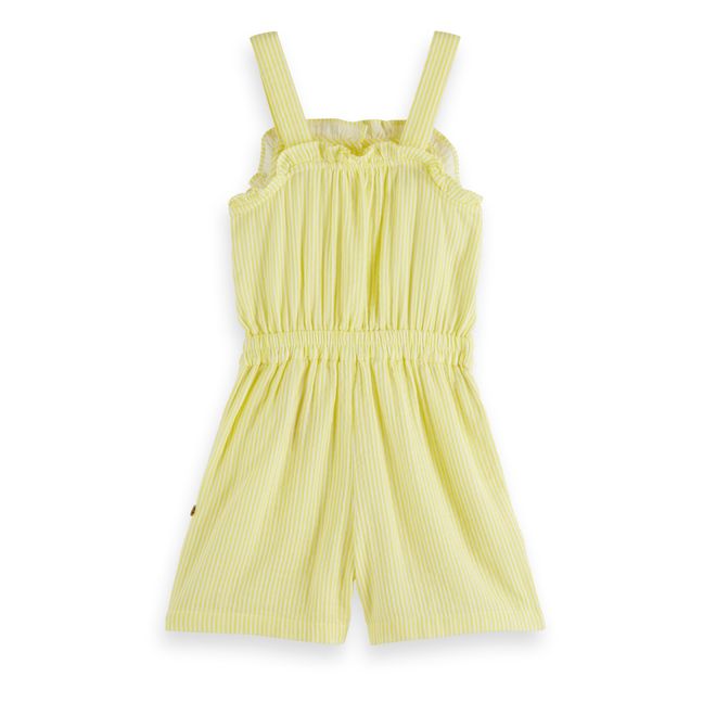 Crinkled Cotton Playsuit | Giallo limone