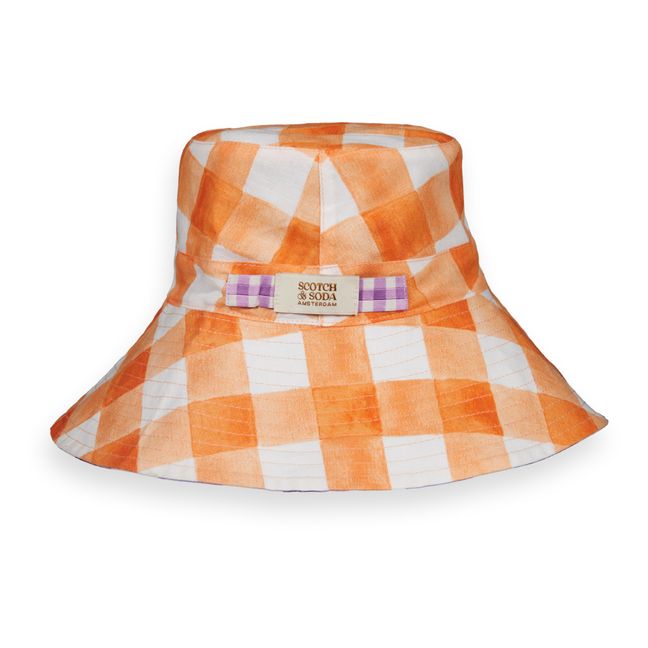 Reversible Checked Hat | Arancione
