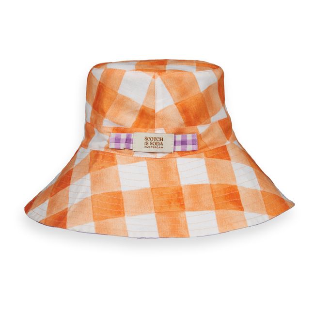 Chapeau Réversible Carreaux | Orange