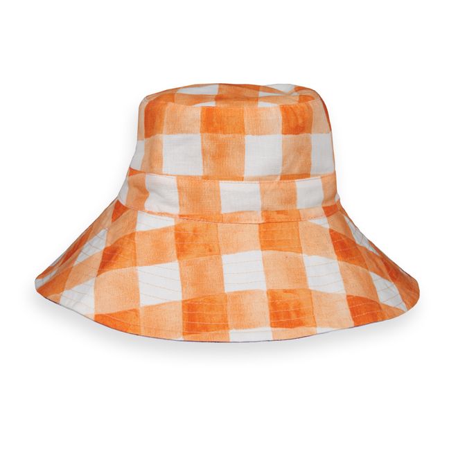 Reversible Checked Hat | Arancione
