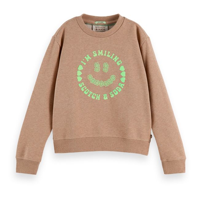 Smiley Artwork Sweater | Camel