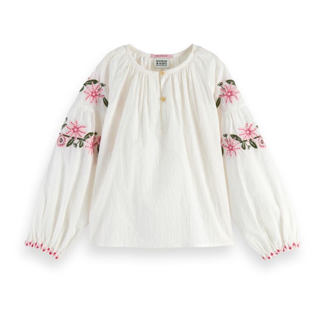 Embroidered Long Sleeve Blouse | Ecru