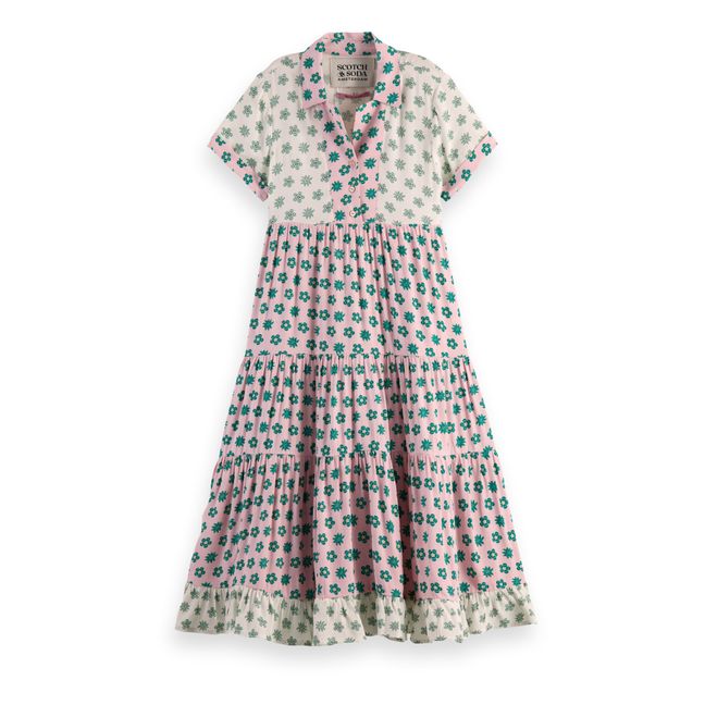 Abito lungo patchwork | Rosa