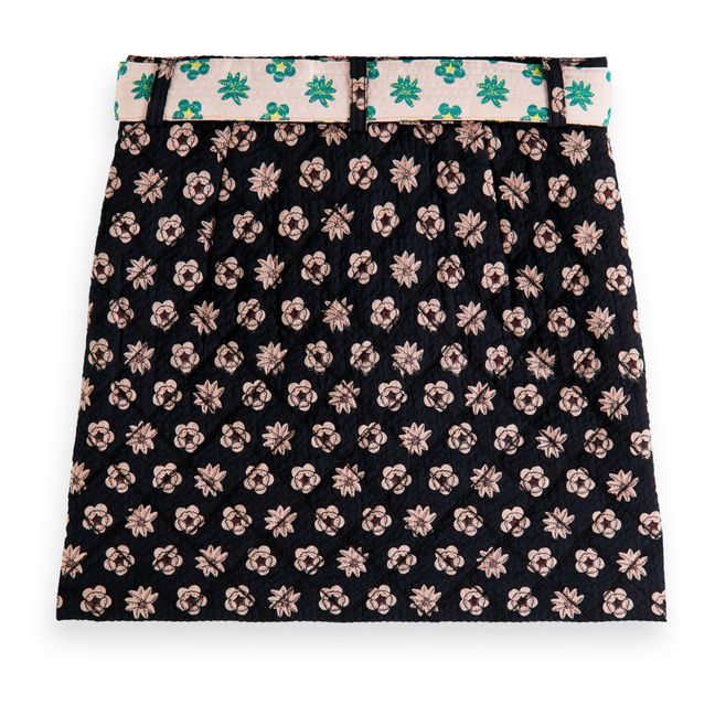 Flower Print Skirt | Black