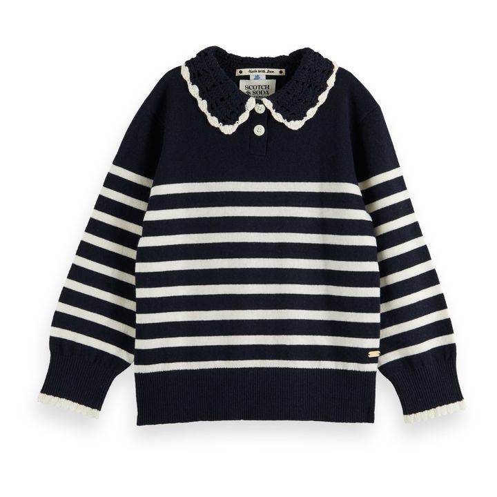 Striped Crochet Jumper | Azul Marino- Imagen del producto n°0