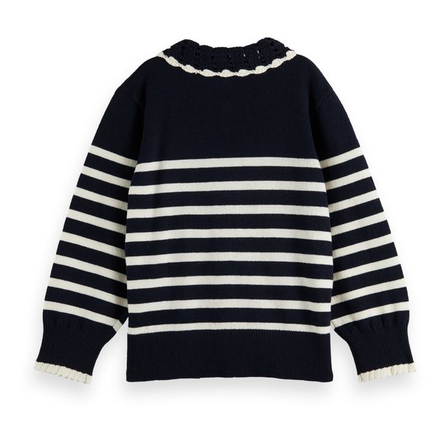 Pull Marinière Crochet | Bleu marine