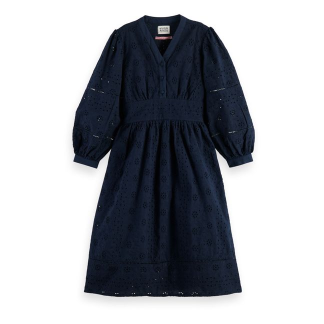 Broderie Anglaise Maxi Dress | Blu marino