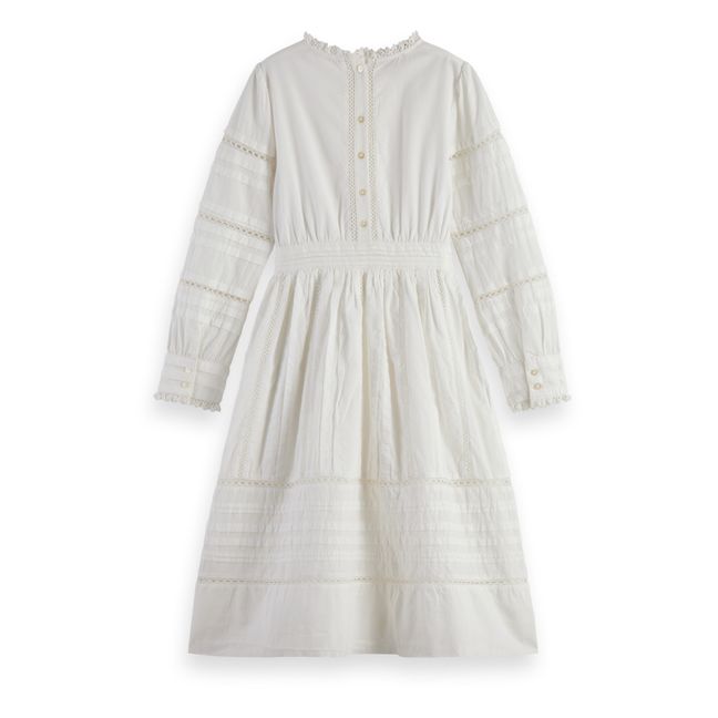 Langes Kleid mit Ärmeln | Weiß