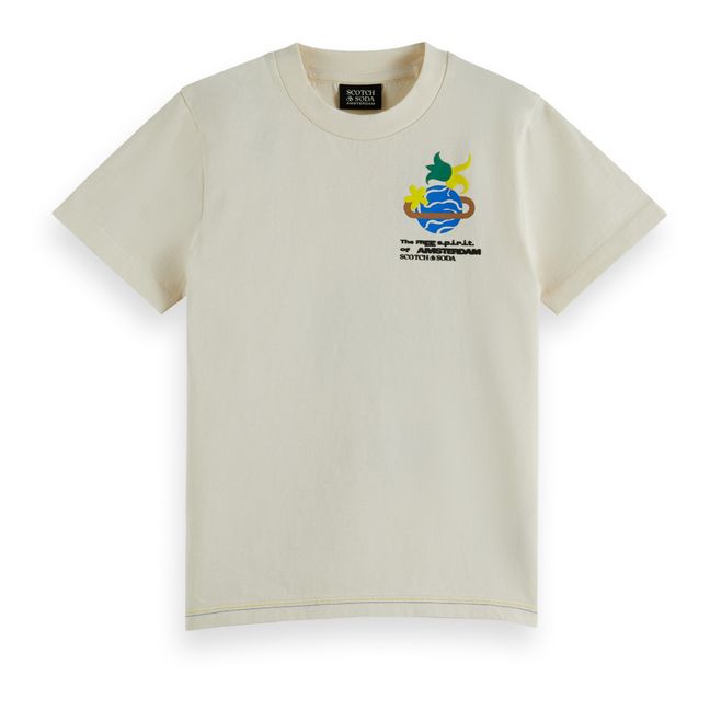 T-shirt Sakura Artwork Coton Bio  | Ecru