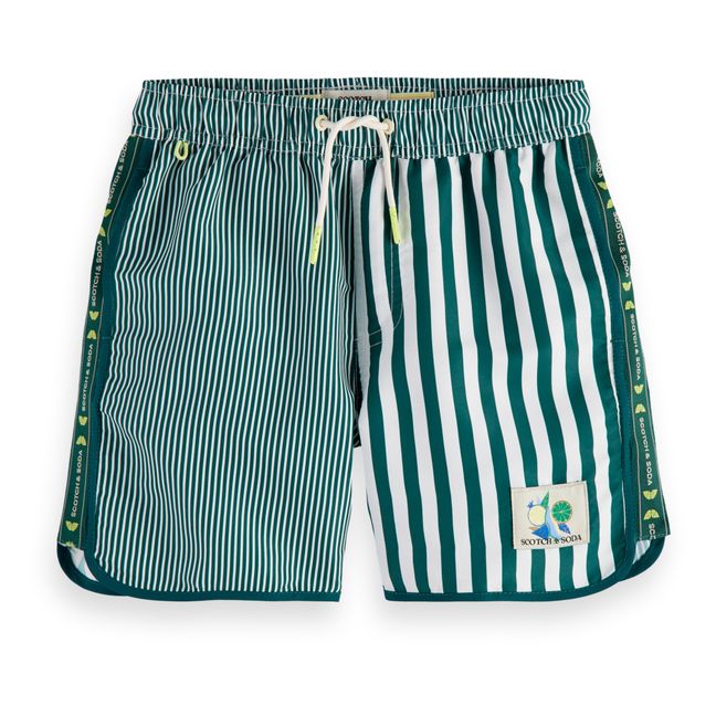 Sporty Striped Swim Shorts | Verde Abeto