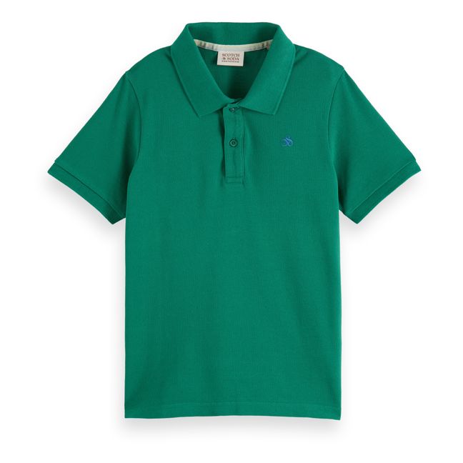 Dyed Fabric Polo T-Shirt | Chromgrün