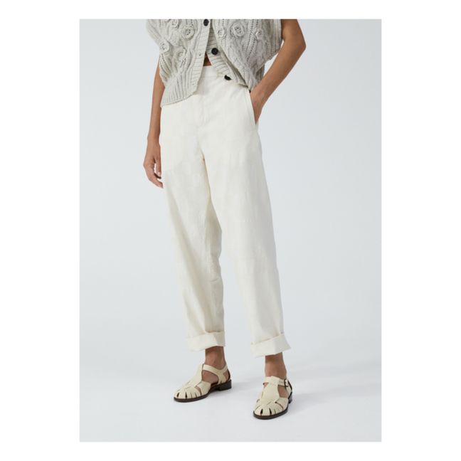 Pantalon Coco Carreaux Texturés Coton Bio | Crudo