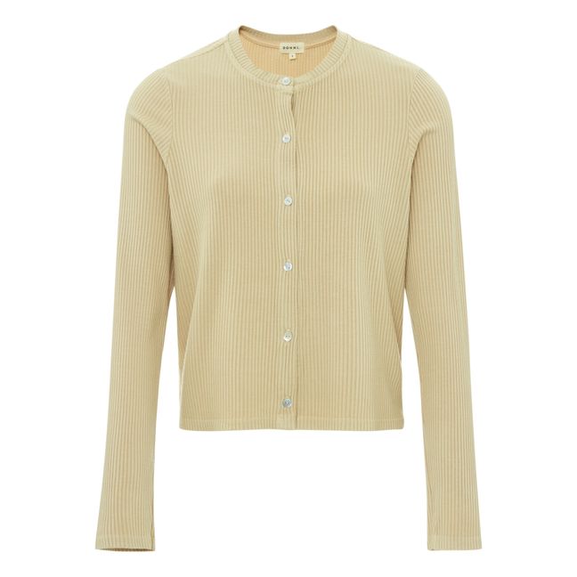 Gilet Maille Côtelée | Beige