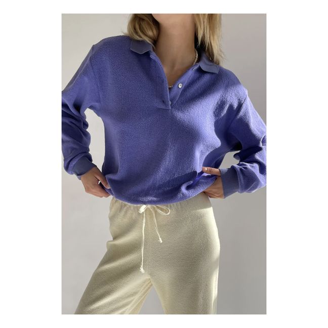 Terry Cloth Polo Sweatshirt | Purple