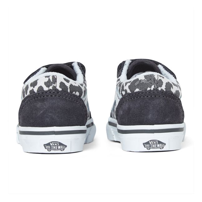 Old Skool V Leopard Print Velcro Sneakers | Charcoal grey