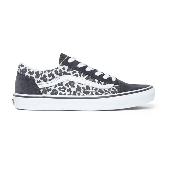Old Skool Leopard Print Lace-Up Sneakers | Charcoal grey