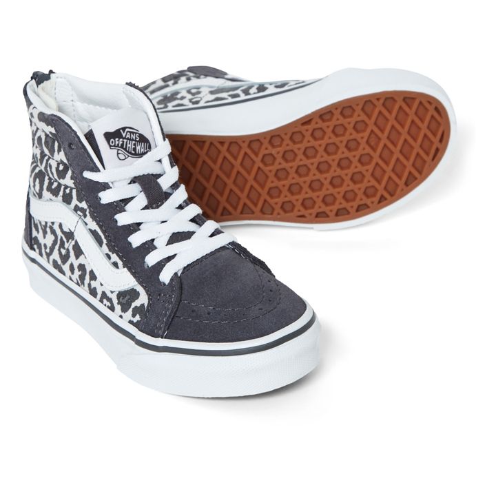 SK8-Hi Leopard Print Zip Sneakers | Grigio antracite- Immagine del prodotto n°1
