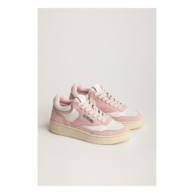 Academy Open Mid-Top Leather/Suede Sneakers | Pink