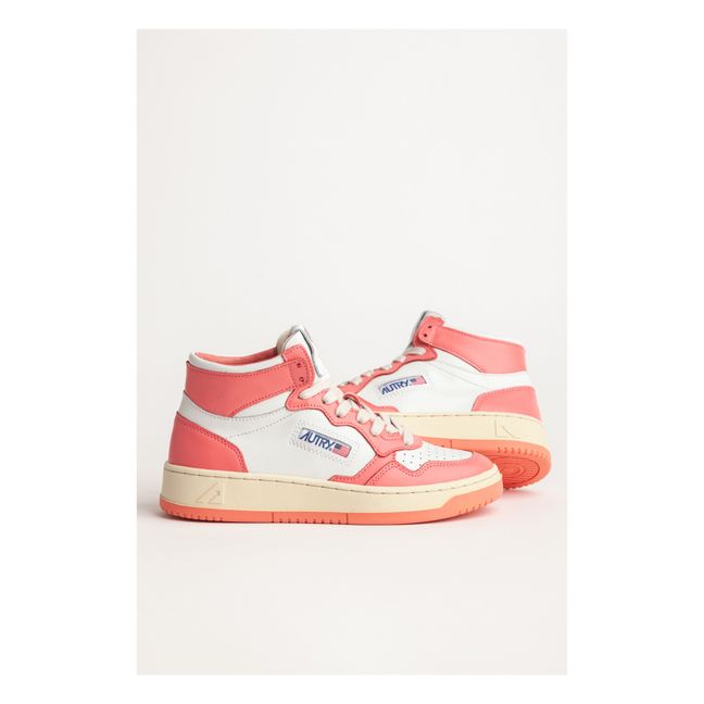 Medalist Mid-Top Leather Two-Tone Sneakers | Fluorescent pink