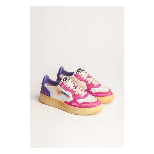 Sneakers Super Vintage Low aus Leder | Neonrosa