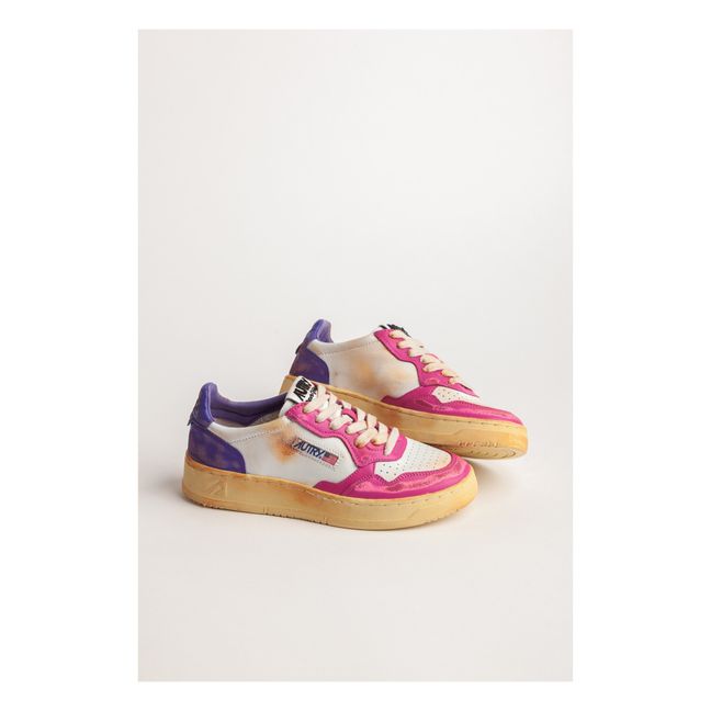 Sneakers Super Vintage Low aus Leder | Neonrosa