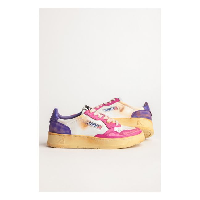 Sneakers Super Vintage Low aus Leder | Neonrosa
