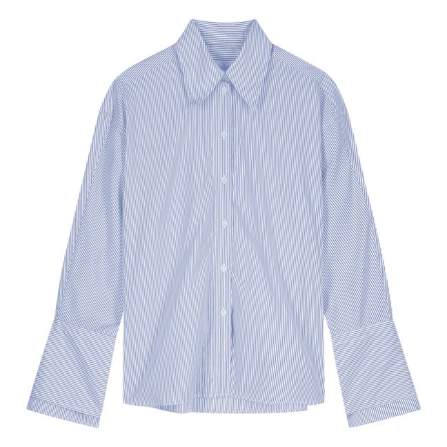 Camisa de rayas con doble puño | Azul