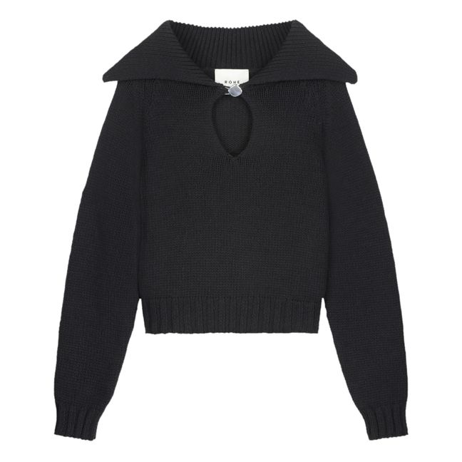 Jersey de algodón orgánico Polo | Negro