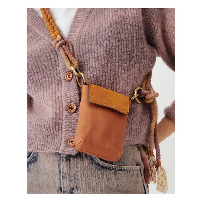 Evalio Leather Cell Phone Bag | Camel